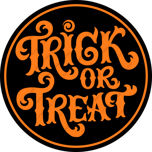 a trick or treat sticker with the words trick or treat