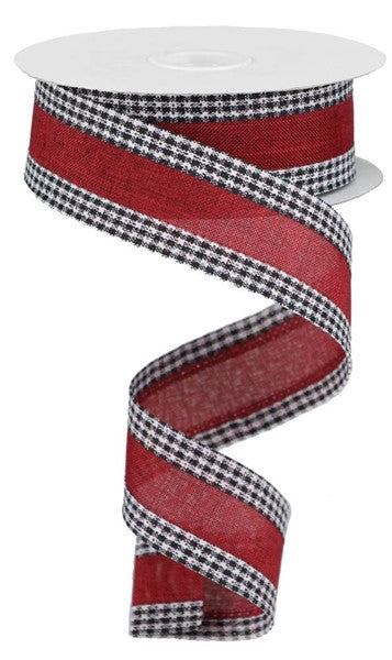 a red and black checkered ribbon on a white background