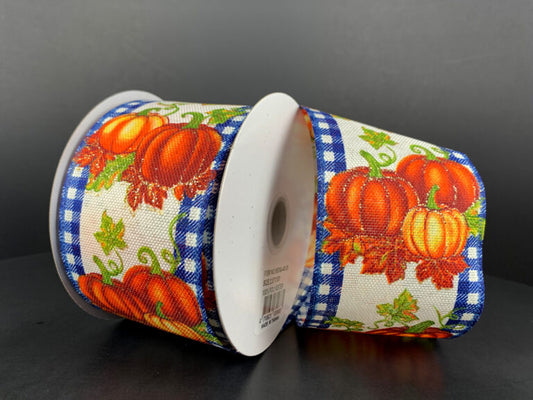 a spool of ribbon with pumpkins on it