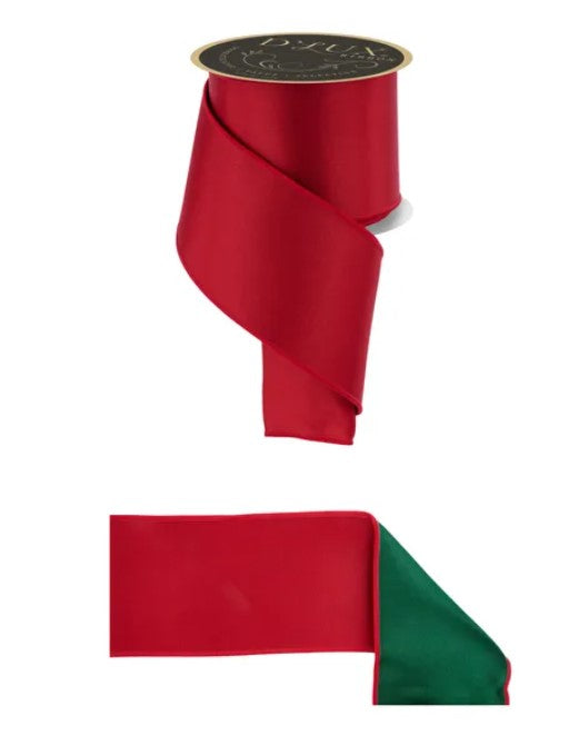a red ribbon and a green ribbon.