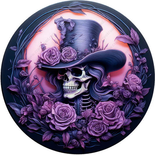 a painting of a skeleton wearing a top hat