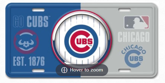 a chicago cubs license plate is shown