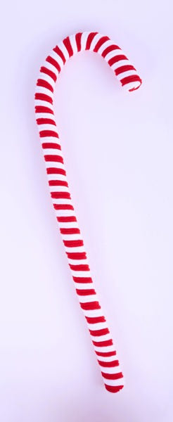 a red and white candy cane on a white background