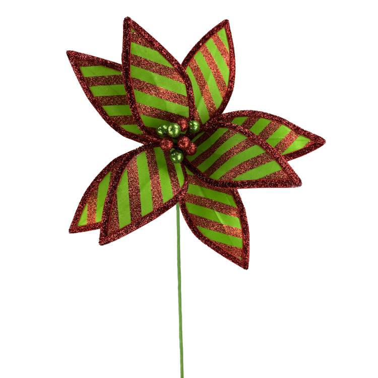 a green and red pinwheel on a white background