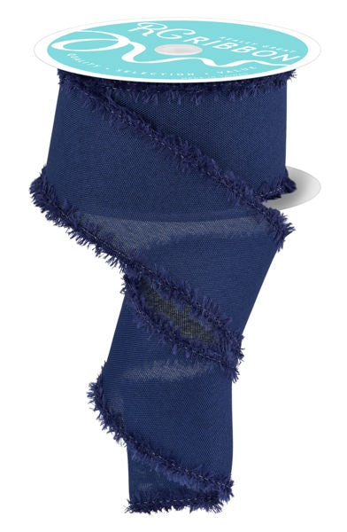 A roll of dark blue, fringed ribbon with a white label that reads "The image depicts" and "The image displays" on it.