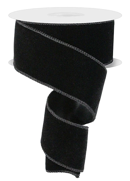 A black velvet ribbon is shown in the image.