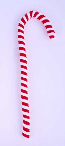 a red and white candy cane on a white background