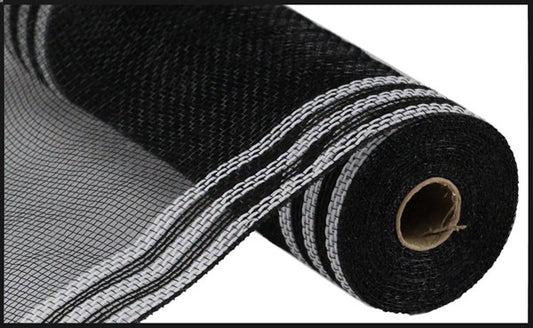 a roll of black and white mesh