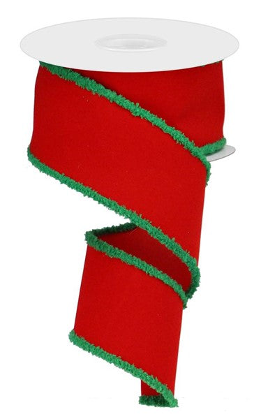 a roll of red and green christmas ribbon
