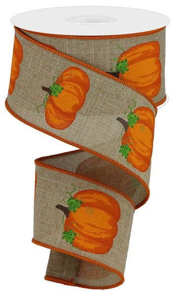 a roll of ribbon with pumpkins on it