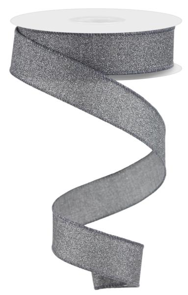 a roll of silver glitter ribbon on a white background