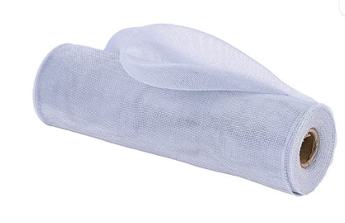 A roll of white mesh material against a white background.
