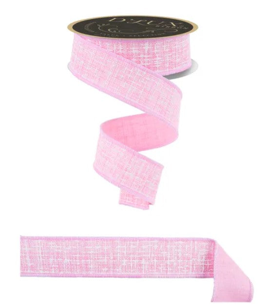 a pink, woven ribbon with a textured pattern.