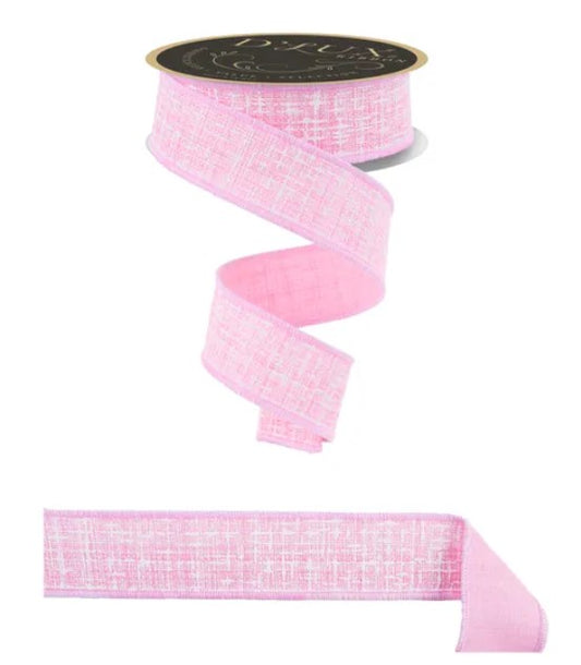a pink, woven ribbon with a textured pattern.