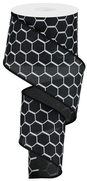 a roll of black and white wired ribbon