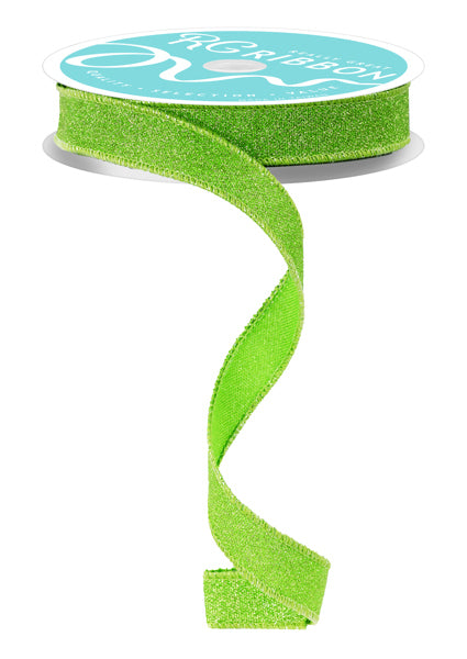 a roll of green glitter ribbon on a white background