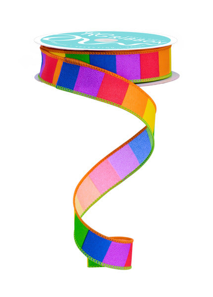 a rainbow colored ribbon with a white background