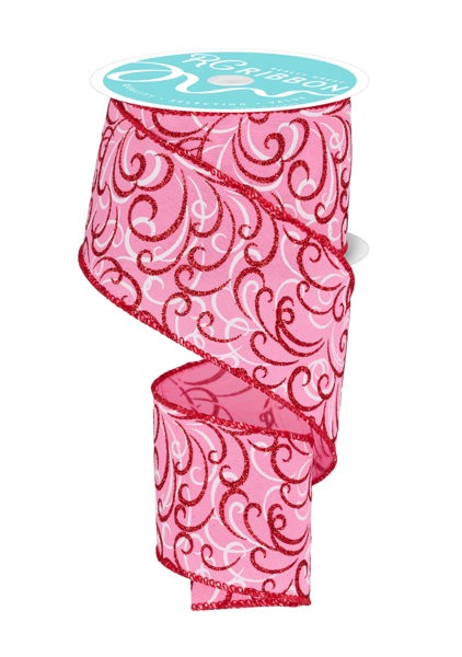 2.5" X 10Yd Wired Ribbon-Multi Swirls-Pink/Red/White-RGF13238F