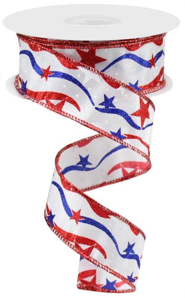 a red, white and blue ribbon with stars on it