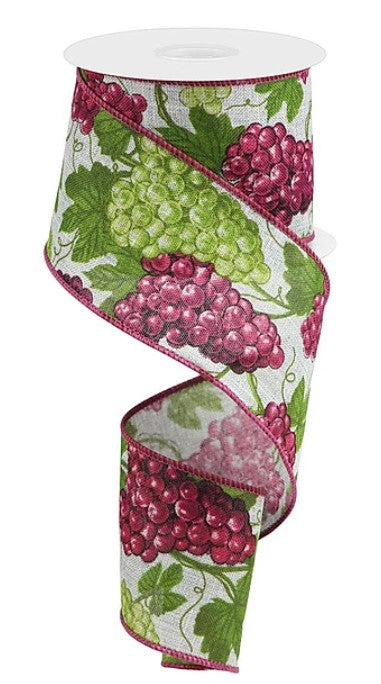 a decorative ribbon with a grape and leaf pattern.