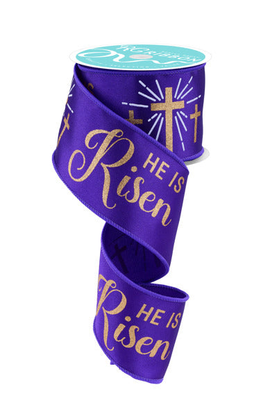 a purple ribbon with a cross on it