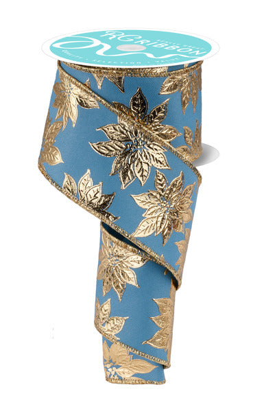 A blue ribbon with a gold leaf pattern, featuring a white label with the text "Ribbon" on it.