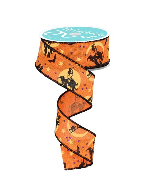 a roll of halloween ribbon on a white background