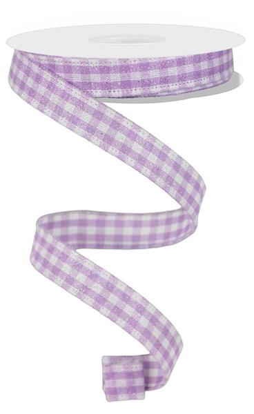 a purple and white checkered ribbon on a white background