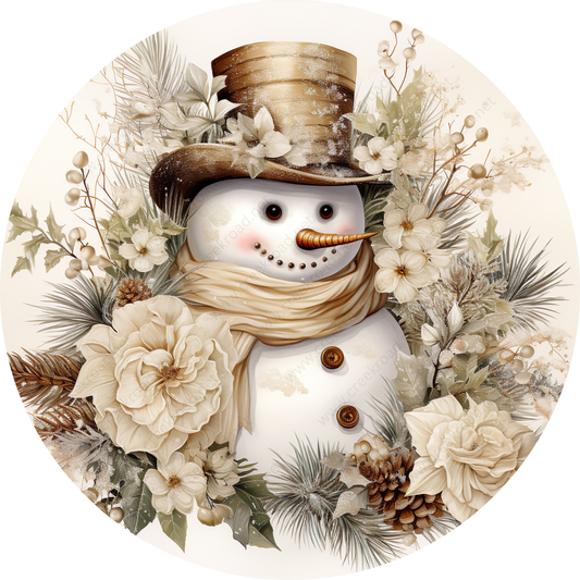 a snowman wearing a hat and scarf