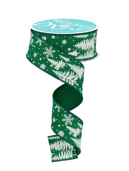 a green and white ribbon with snowflakes on it