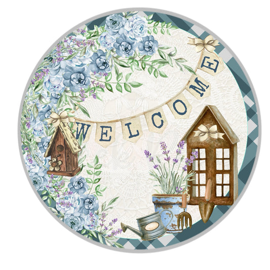 Welcome Garden with Birdhouse Wreath Sign-Spring-Decor-Attachment