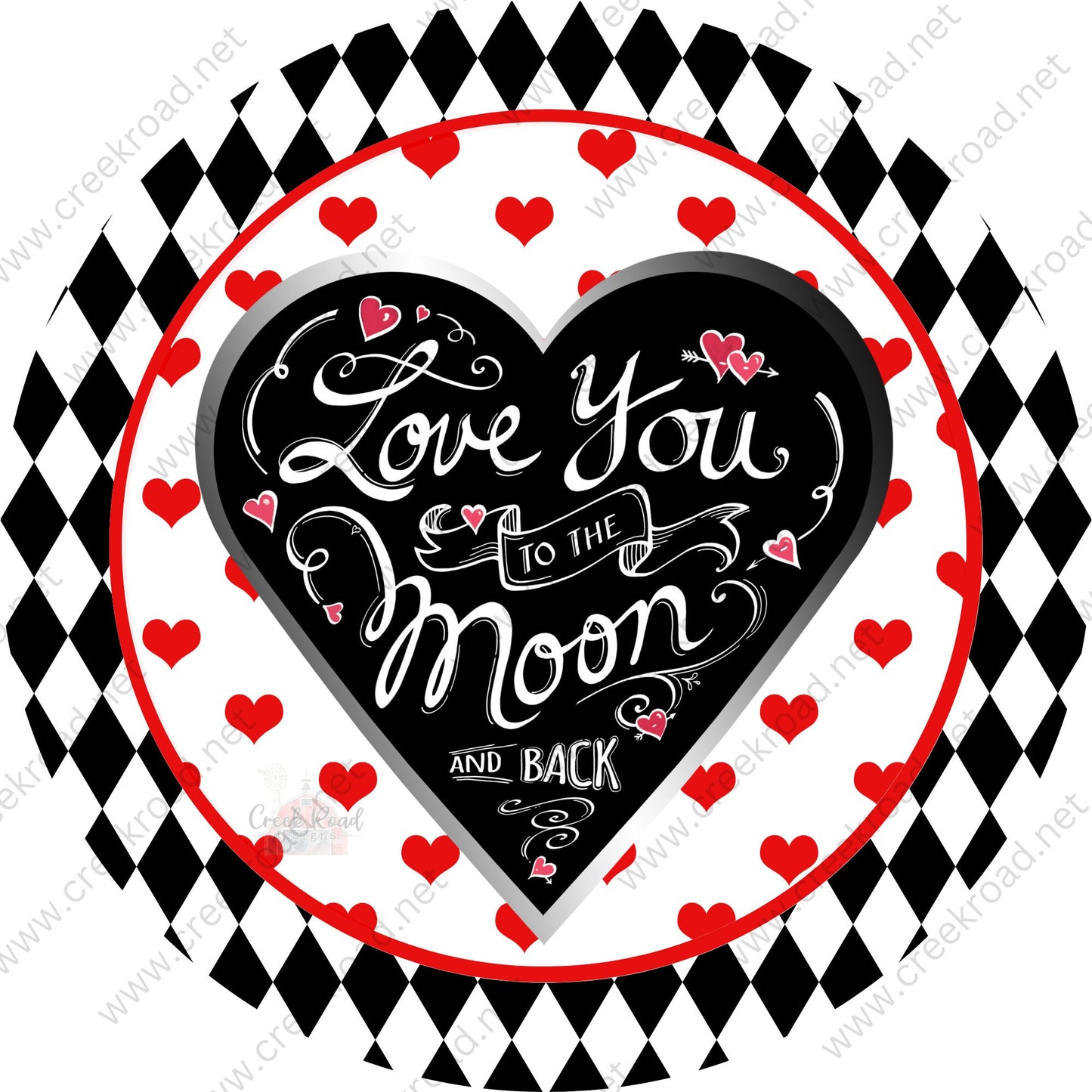 Love You To the Moon and Back Valentine Sign - Valentines Door Decor- Valentines Sign - Valentine Wreath Sign - Metal Round Sign