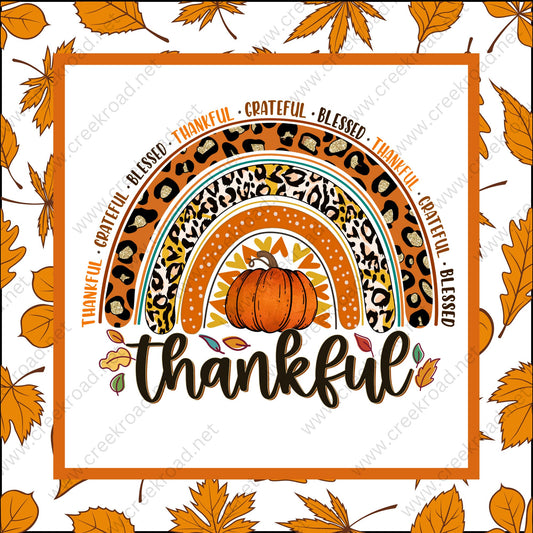 Thankful Grateful Blessed with Fall Leaves Border Wreath Sign - Autumn Fall- Wreath Sign - Sublimation Sign - Wreath Attachment