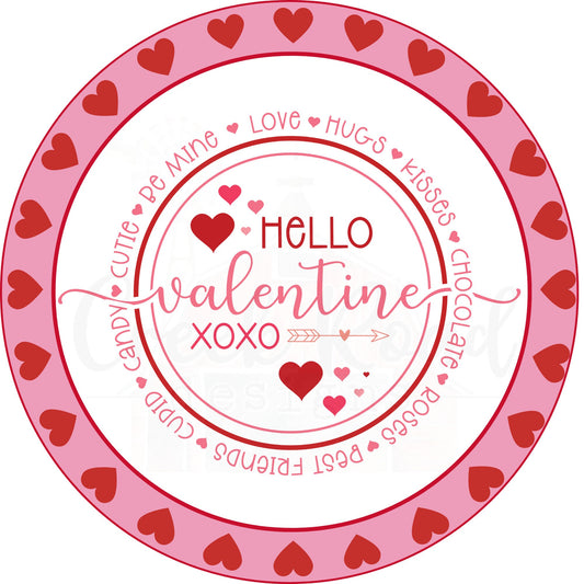 Hello Valentine XOXO Valentine Wreath Sign - Valentines Door Decor-