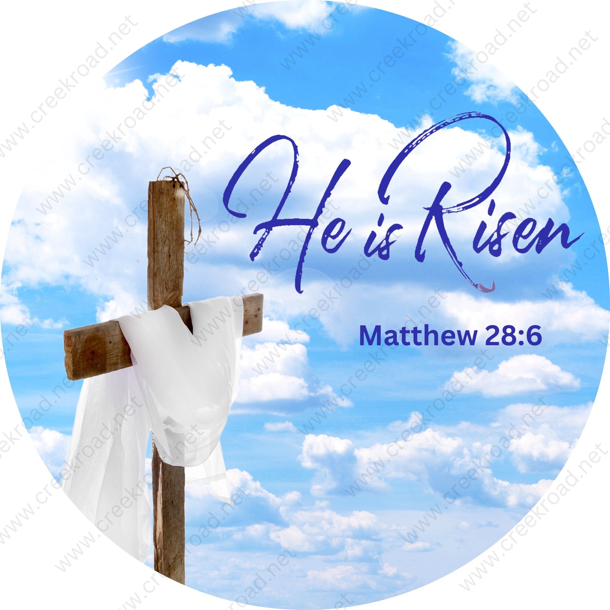 He Is Risen Cross In the Clouds Cloth of Jesus Wreath Sign - Sublimation - Easter- Metal - Sign