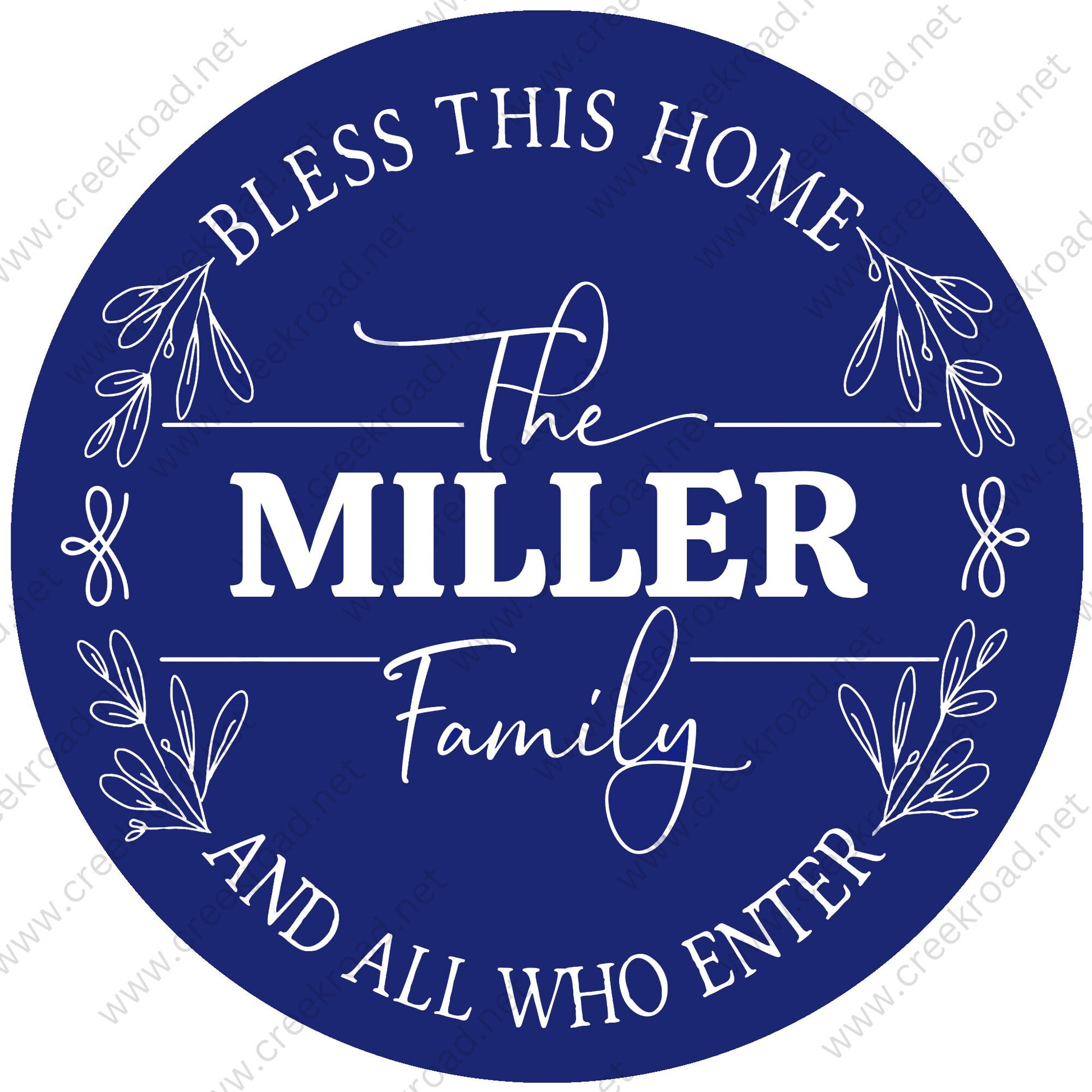 Family Monogram Bless This Home White Customizable Wreath Sign -PERSONALIZE A COLOR- Everyday - Wreath Sign - Wreath Attachment