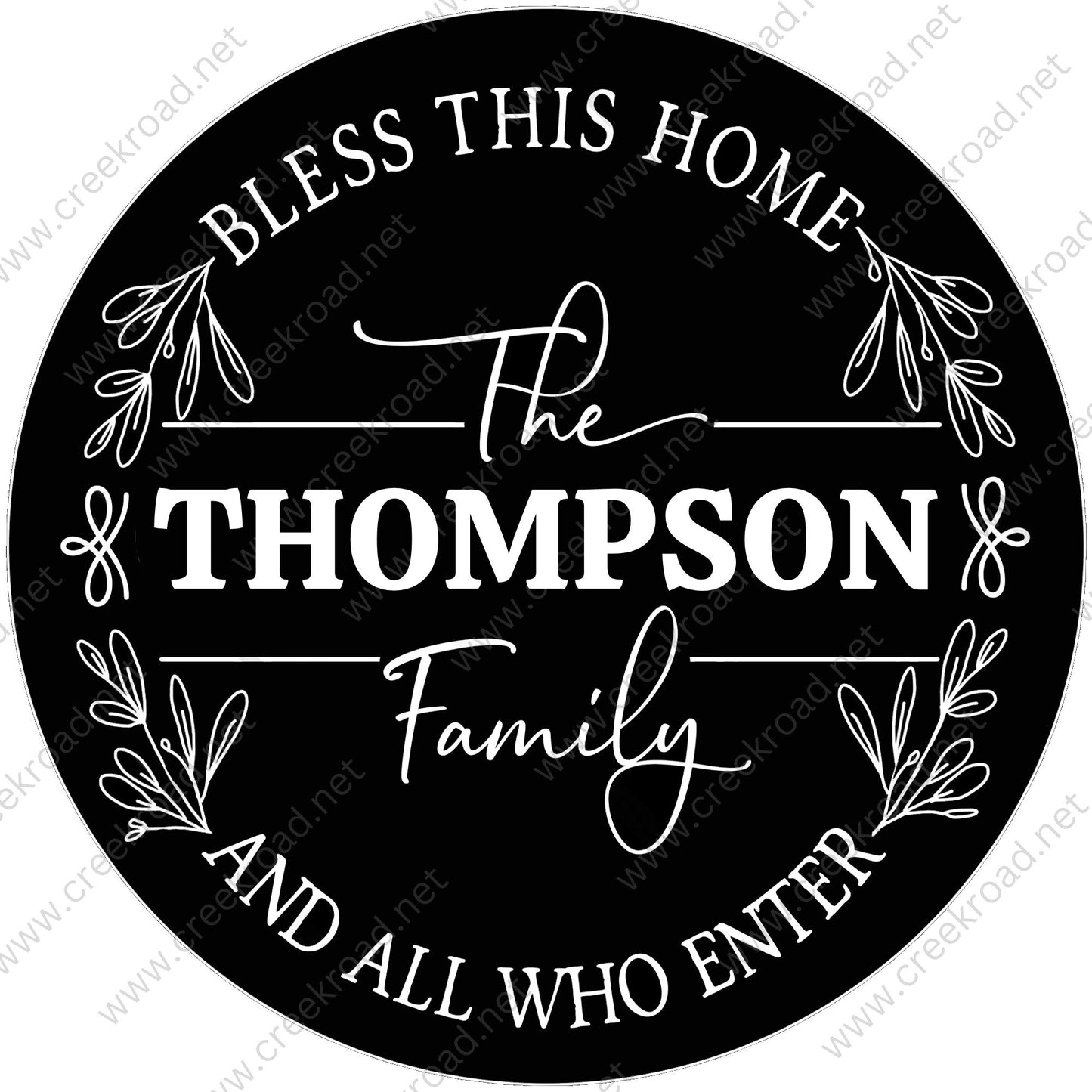 Family Monogram Bless This Home White Customizable Wreath Sign -PERSONALIZE A COLOR- Everyday - Wreath Sign - Wreath Attachment