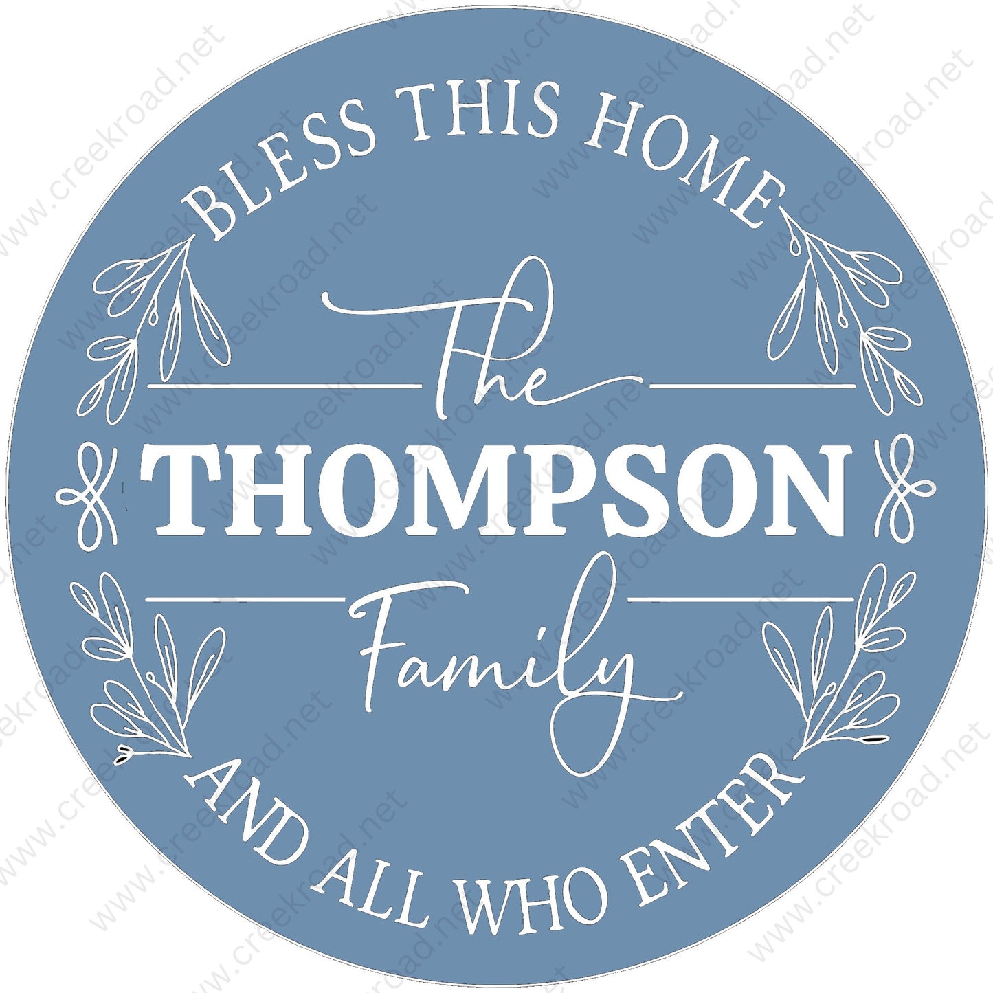 Family Monogram Bless This Home White Customizable Wreath Sign -PERSONALIZE A COLOR- Everyday - Wreath Sign - Wreath Attachment