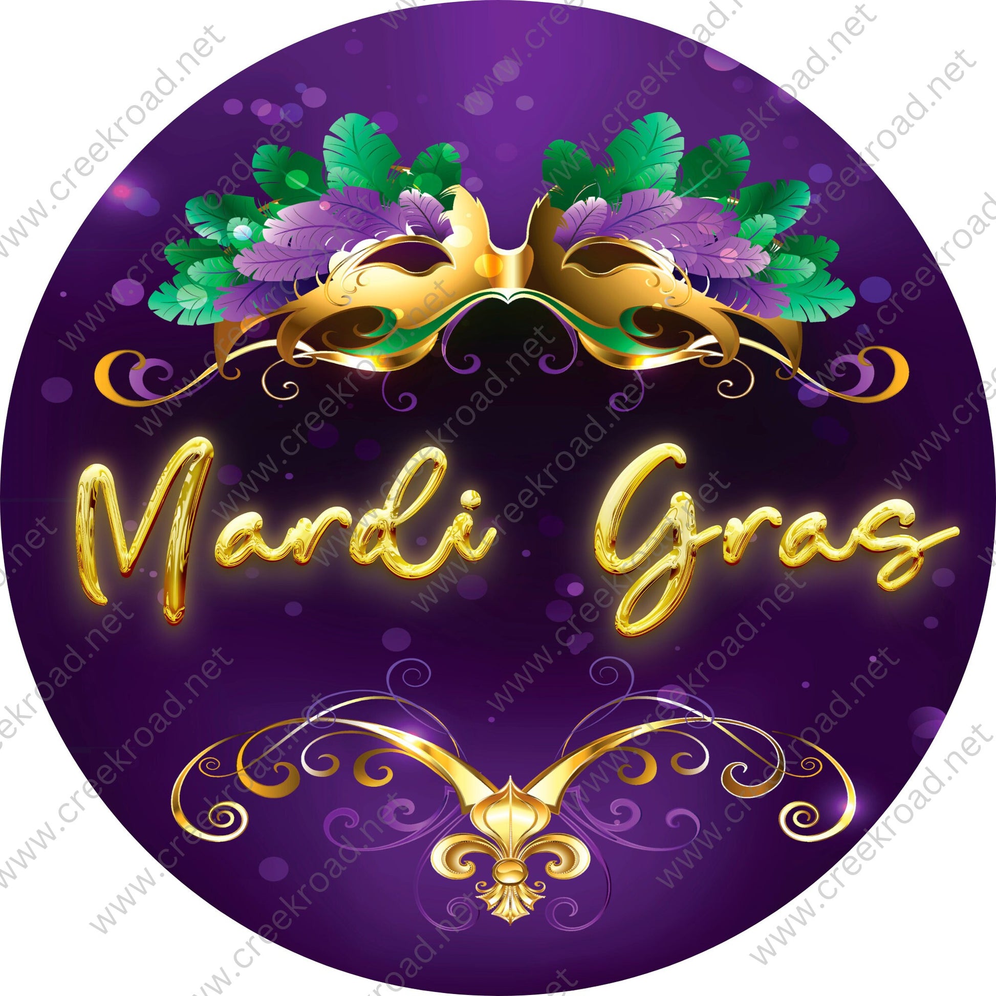 Mardi Gras Color Mask Wreath Sign - Mardi Gras Sign - Louisiana- New Orleans - Purple, Green, and Gold