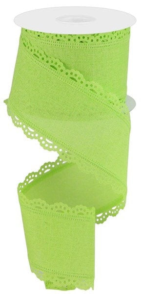 2.5" X 10Yd Wired Ribbon- Scalloped Edge Royal Burlap Ribbon-RGC1303H2-Bright Green-Wreaths-Crafts-Royal-Burlap-Scalloped