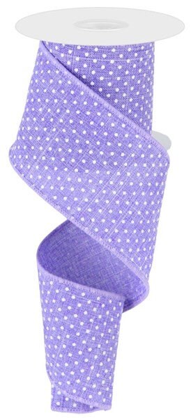 2.5" X 10Yd Wired Ribbon- Raised Swiss Dots On Royal Ribbon--RG0165213-Lavender White-Wreaths-Crafts-Royal-Spring