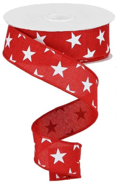 1.5" X 10Yd Wired Ribbon-White Start on Red Royal Ribbon-RGA111224-Red/White-Wreaths-Crafts-Decor