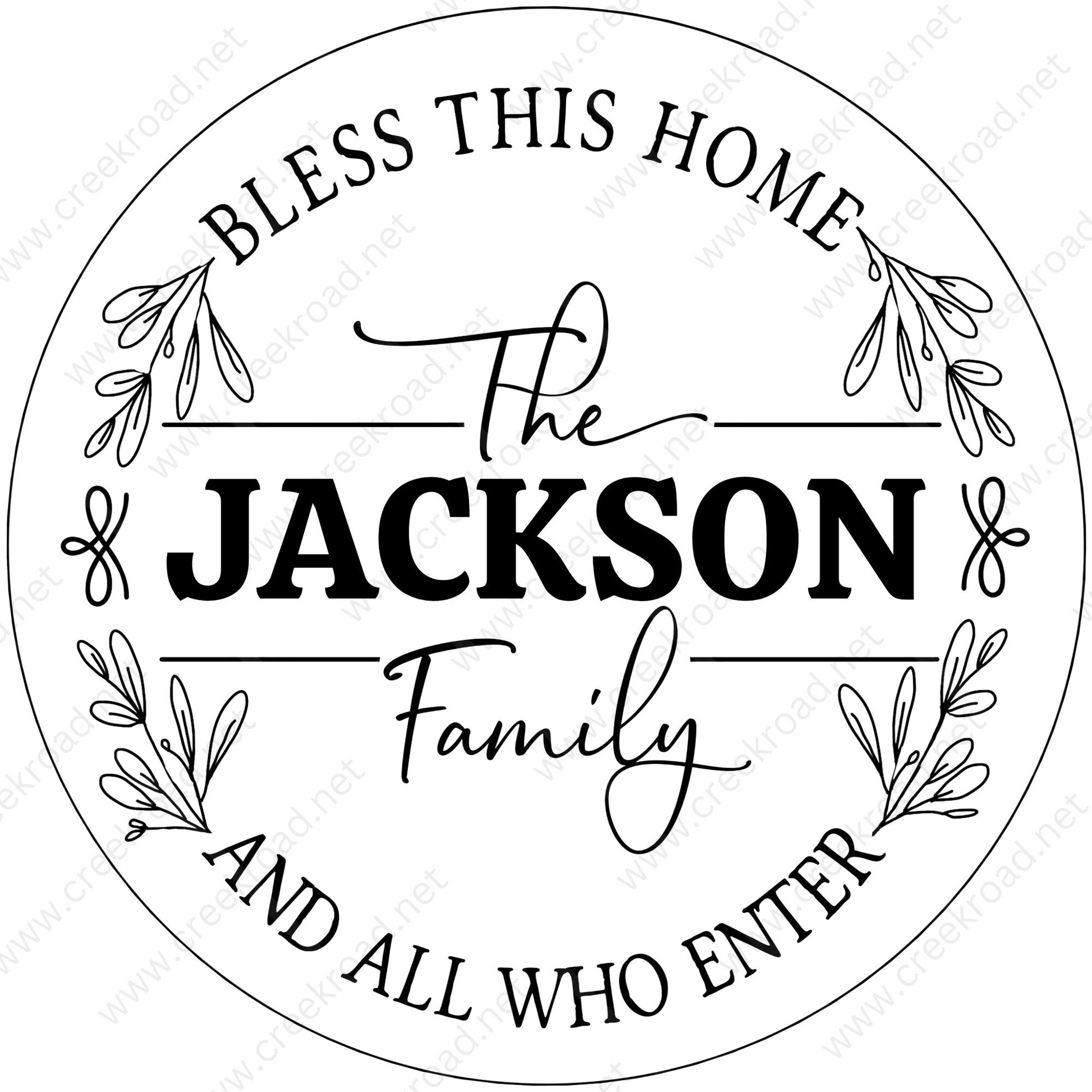 Family Monogram Bless This Home White Customizable Wreath Sign -PERSONALIZE A COLOR- Everyday - Wreath Sign - Wreath Attachment