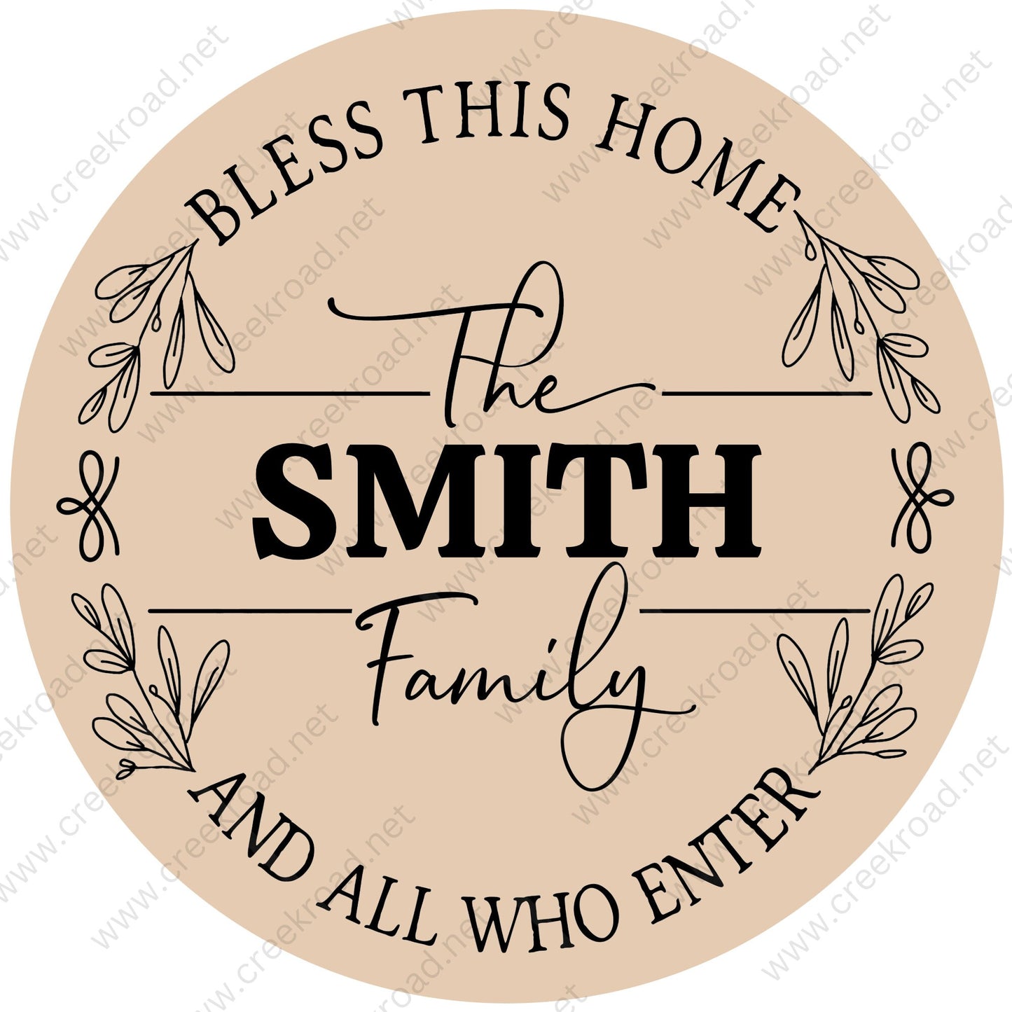 Family Monogram Bless This Home White Customizable Wreath Sign -PERSONALIZE A COLOR- Everyday - Wreath Sign - Wreath Attachment