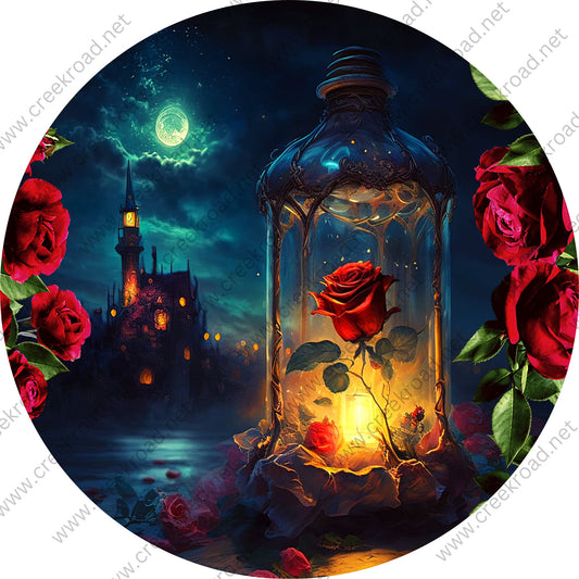 Roses of the Midnight Sky in Lantern-Everyday-Wreath Sign-Sublimation-Attachment-Decor-Summer-Spring