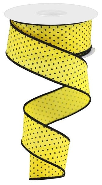 1.5" X 10Yd Wired Ribbon-Raised Swiss Dots On Royal-RG01685N6-Sun Yellow/Black-Wreaths-Crafts-Decor-