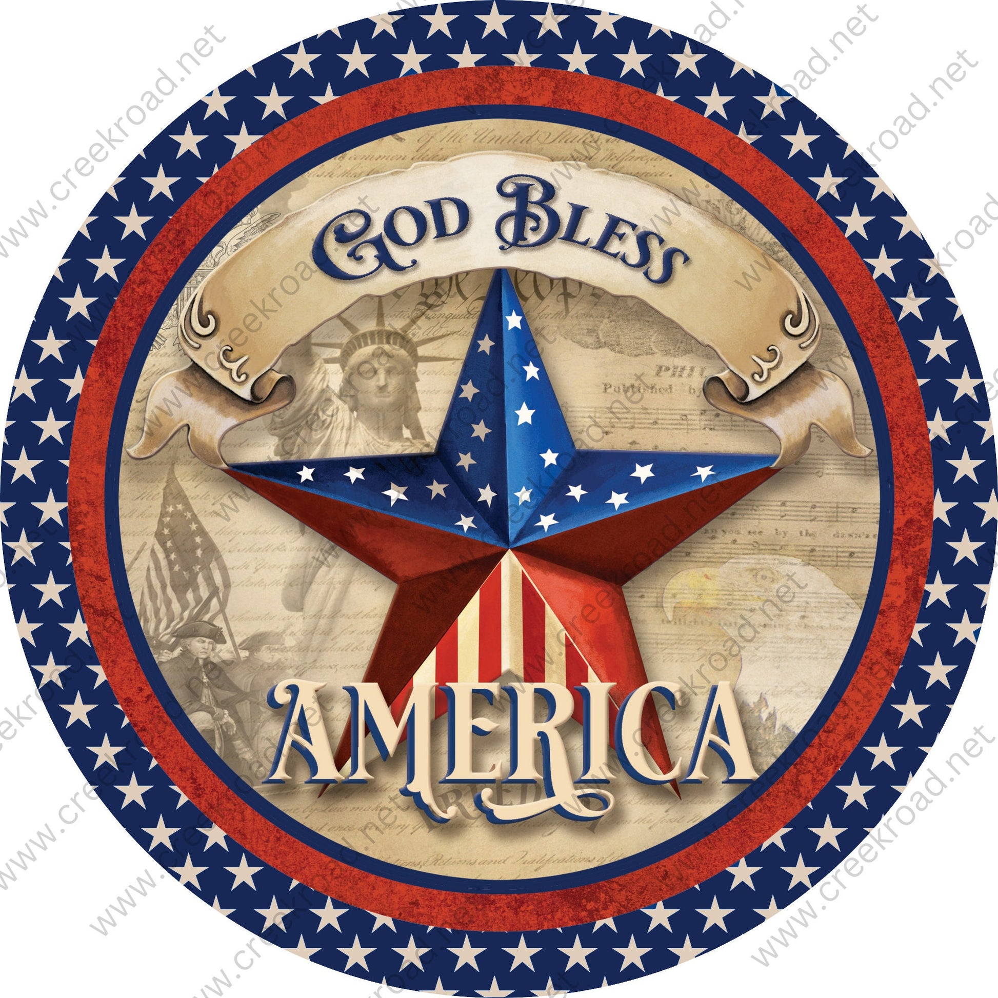 God Bless America Sweet Land of Liberty Blue White Star Border Sign-Constitution-American Flag-Sublimation-Attachment-Decor-Eagle-Liberty