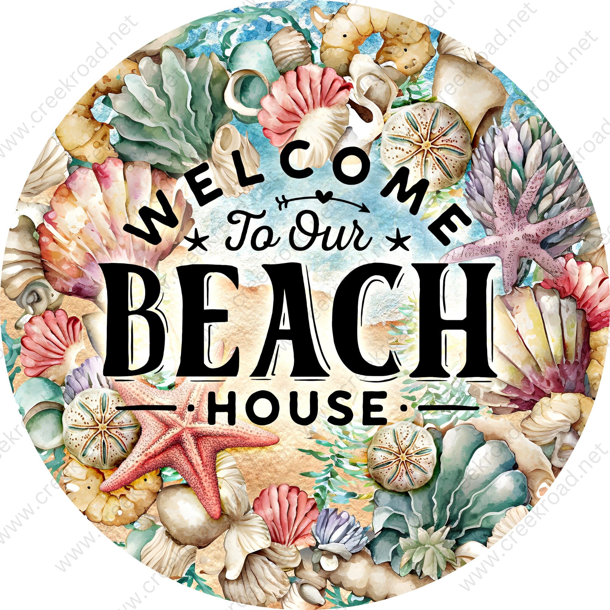 Welcome to our Beach House-PICK YOUR BORDER-Wreath Sign-Everyday-Wreath Sign-Sublimation-Attachment-Decor-Summer