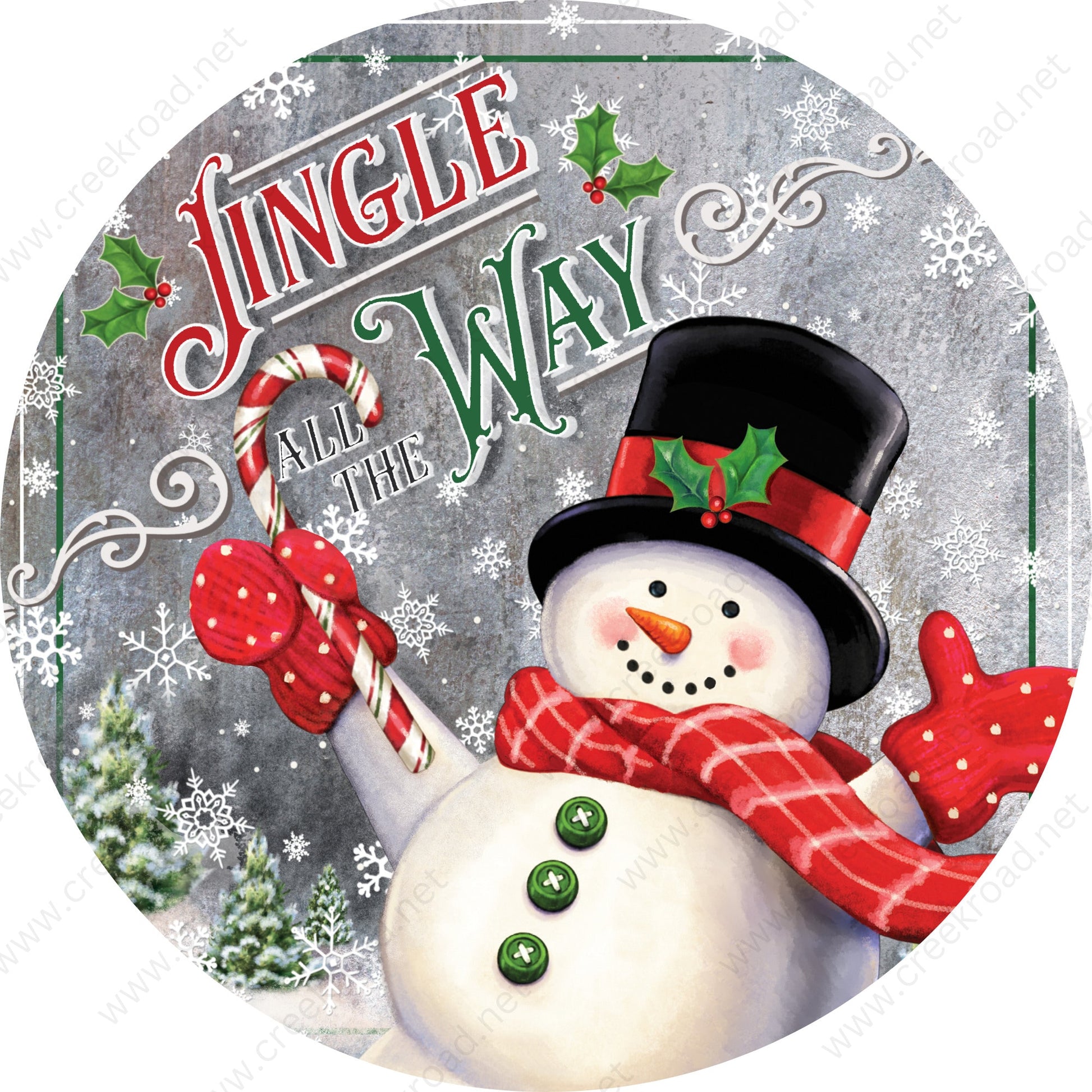 Jingle All The Way Snowman Wreath Sign-Christmas-Sublimation-Attachment-Decor