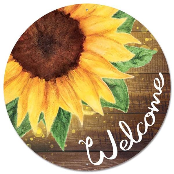 12"Dia Welcome W/Sunflower Sign-MD0921